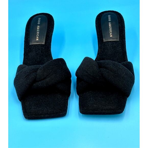 Good American Women's Terry Kickstand Low Heel Slide Sandals - Black - size 7 - Picture 5 of 12